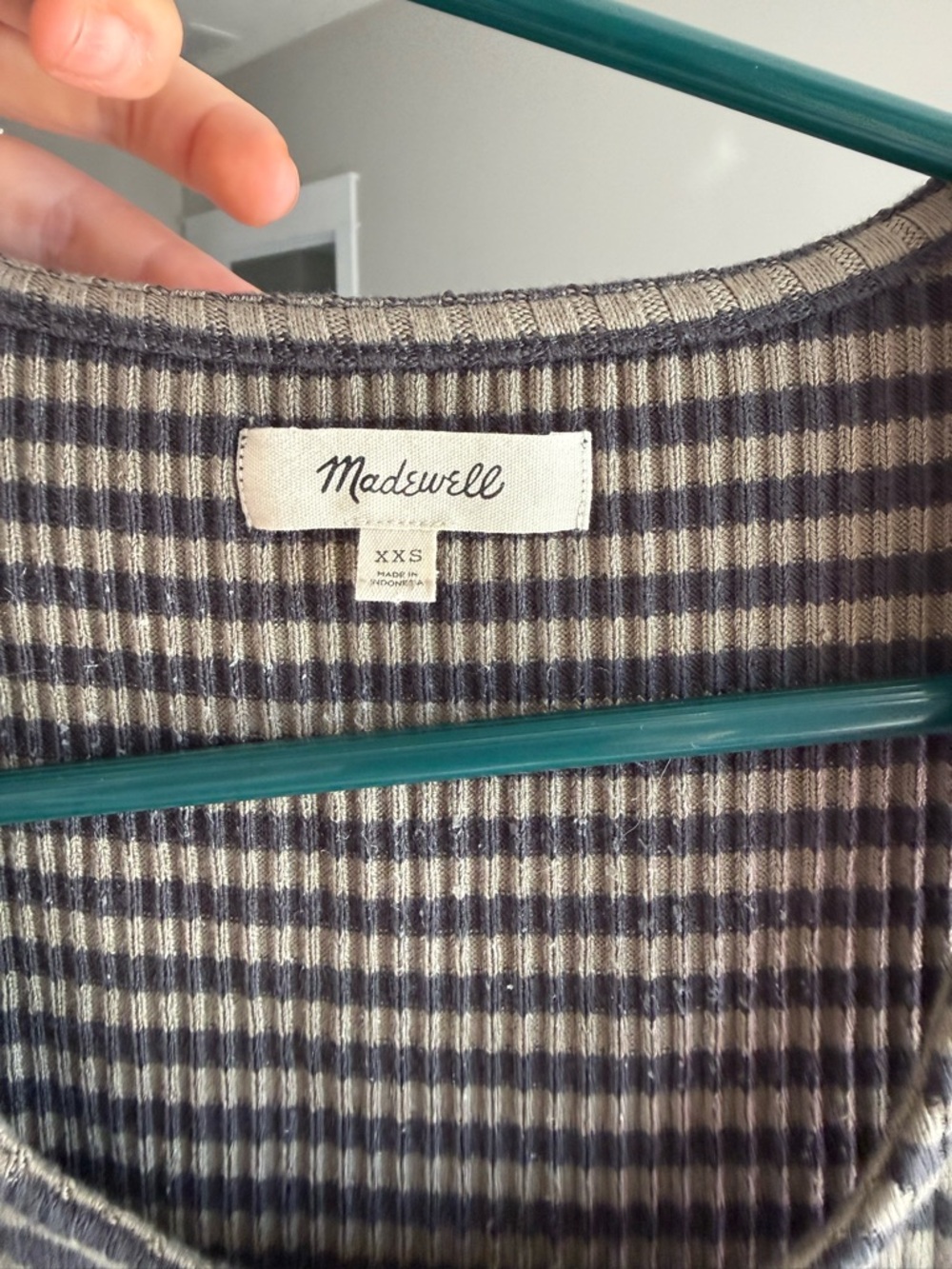 Madewell Ribbed Striped Tank Top XXS Brown Neutral Sleeveless Fitted Basic - Picture 3 of 3